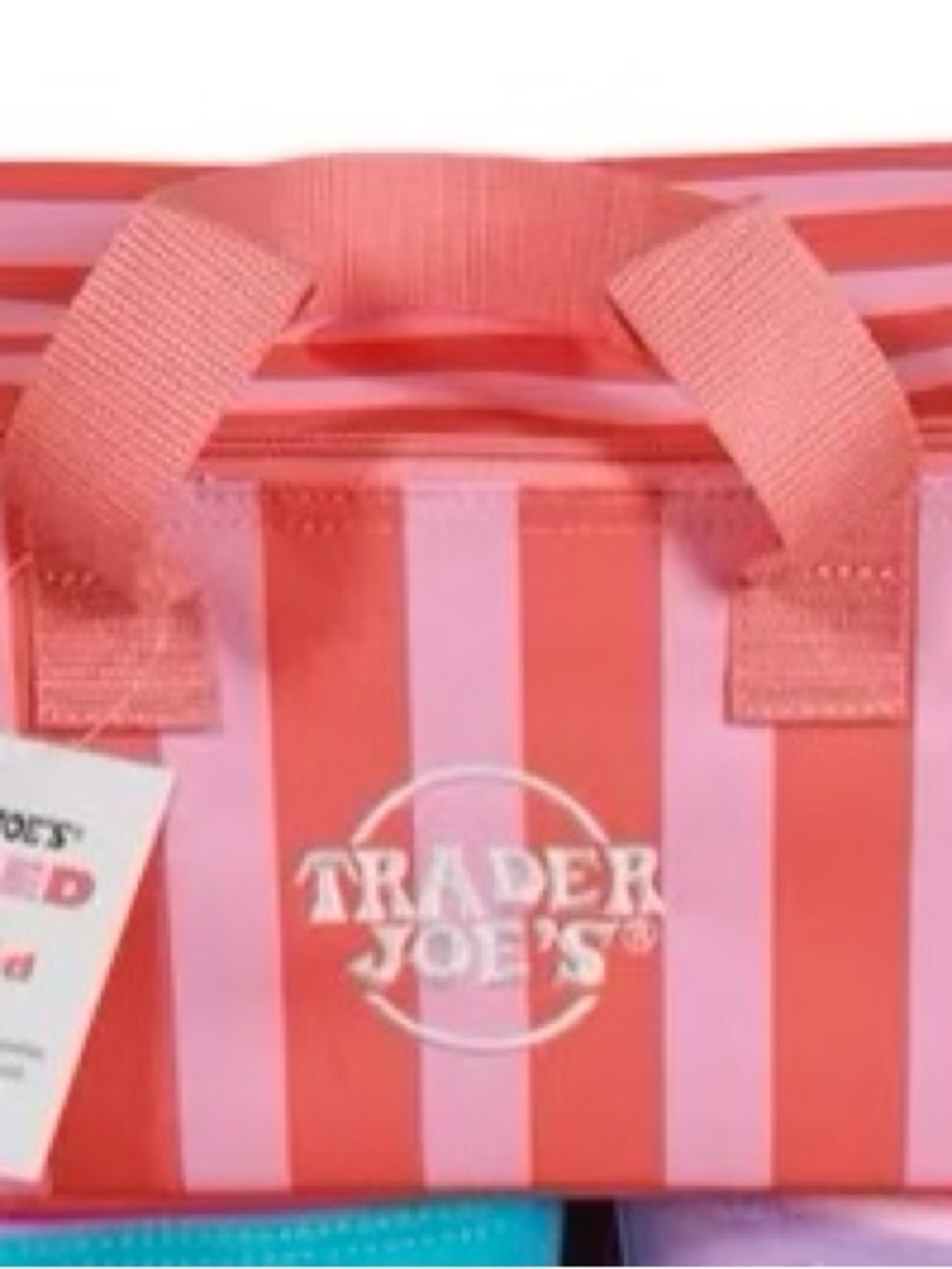 Trader Joe's Pink & Coral Striped Tote
